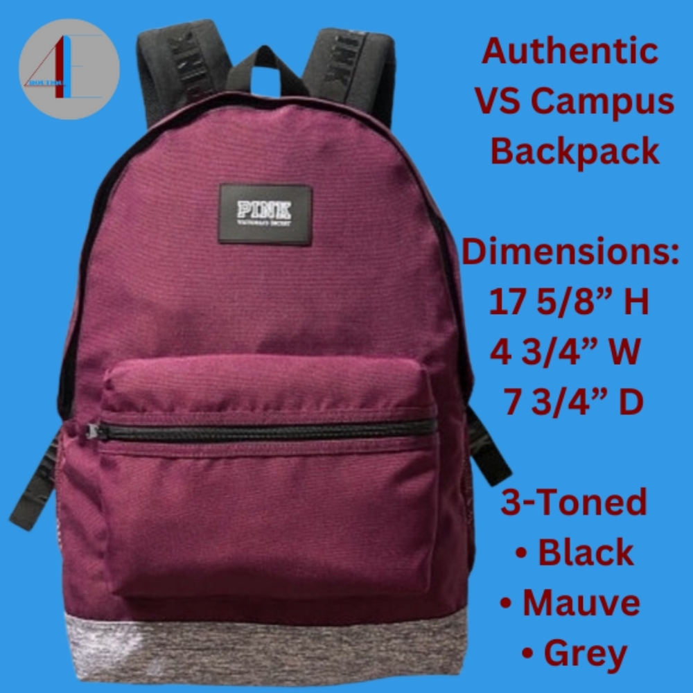 Victoria's Secret VS Pink Campus Backpack Bag Maroon/Mauve & Heather Grey